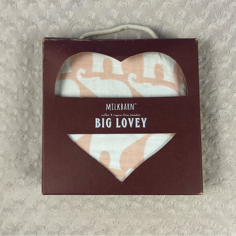 Milkbarn Big Lovey Security Blanket Pink White Elephants Polka Dots Bamboo Blend